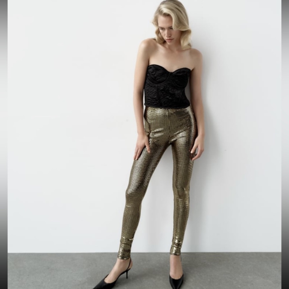 Zara gold sequin leggings, worn once